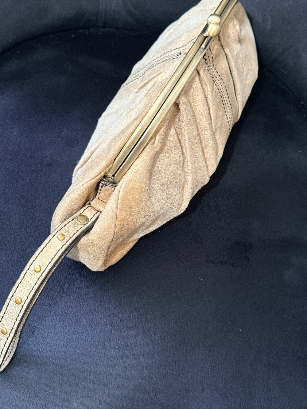 Kenneth Cole Gold Metallic Ruched Kiss-Lock Clutch - Picture 3 of 7